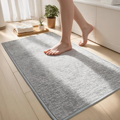 Miniatura 12 de Tapetes de baño antideslizantes delgados para debajo de la puerta, tapetes de baño de secado rápido absorbentes con respaldo de goma trenzado