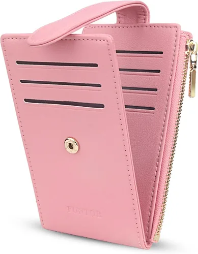 Miniatura 13 de FUNTOR - Carteras pequeñas para mujer, soporte delgado y plegable para tarjetas de crédito con bolsillo para monedas con cremallera, A: Negro