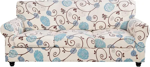 Miniatura 59 de SearchI Funda elástica para sofá con estampado, Fundas para sofá con diseño floral, 2 piezas de funda elástica para sillón con funda de cojín