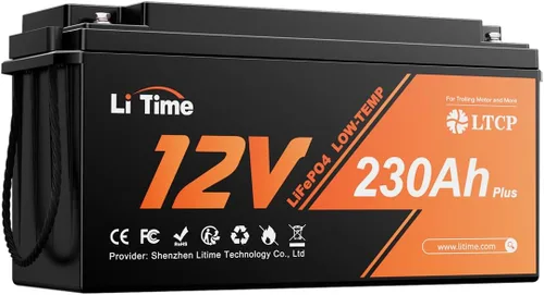 LiTime Batería LiFePO4 de 12 V 230 Ah, recargable, de litio, más de 4000 ciclos profundos, energía de respaldo para casa rodante, remolque de viaje,