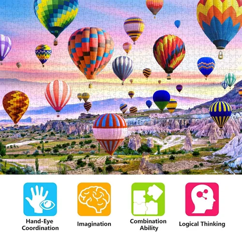 Miniatura 6 de Rompecabezas para adultos de 1000 piezas para adultos – Globos de aire caliente estilo paisaje rompecabezas juego de juguetes regalo