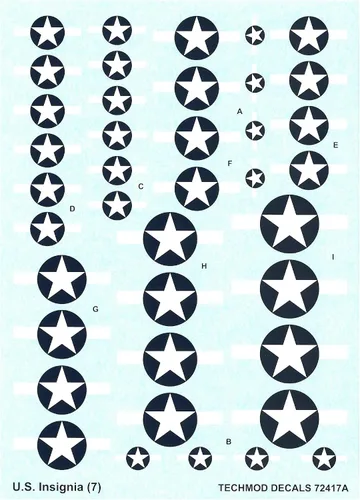 Miniatura 2 de Techmod 72417 1/72 U.S. National Aircraft Insignia Wet Decal 1943-1945 (7)