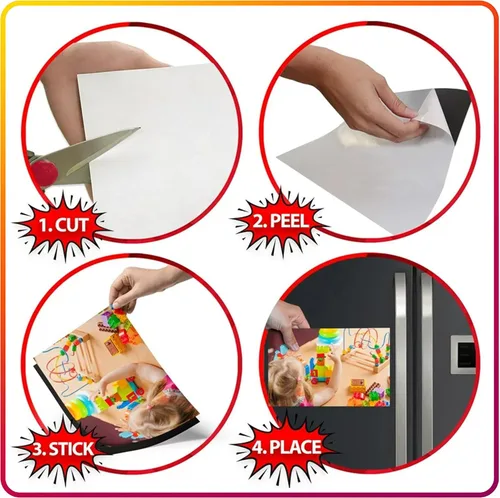 Miniatura 2 de Imanes para tarjetas de visita despegar y pegar de 2 x 3.5 pulgadas, 50 hojas magnéticas fuertes con respaldo adhesivo para hacer imanes flexibles