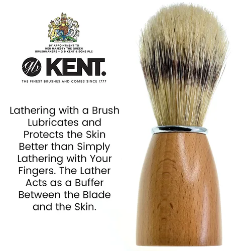 Miniatura 3 de Kent VS80 - Cepillo de afeitar de cerdas de tejón natural para hombres para maquinilla de afeitar de seguridad, afeitadoras para hombres. Cepillo
