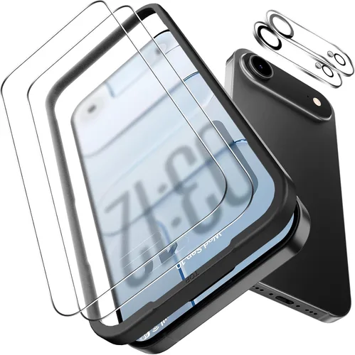 Miniatura 10 de OMOTON Protector de pantalla y protector de lente de cámara para iPhone 13 con ayuda de instalación de marco