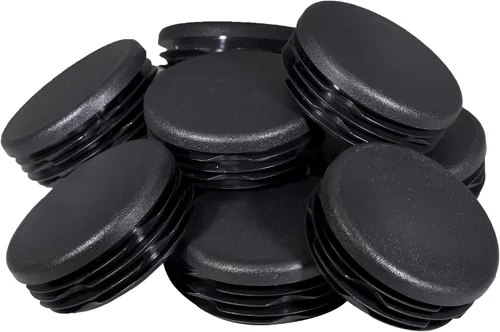 Miniatura 6 de Prescott Plastics 2” (50.8mm) de diámetro exterior, tapas de agujero de plástico acanaladas redondas, tapas de extremo de tubo metálico negro