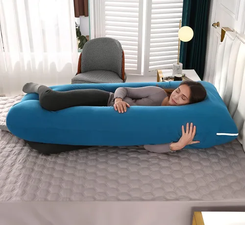 Miniatura 3 de Amagoing - Almohada de embarazo de 55 pulgadas, almohada de maternidad en forma de U para todo el cuerpo para mujeres, soporte para dolor de cadera