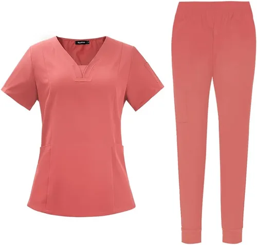 niaahinn Scrubs Medical Uniforme - Conjunto de ropa quirúrgica para mujer con cuello en V y pantalón deportivo cónico tipo cargo