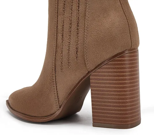 Miniatura 4 de Botines de tacón de bloque medio apilados con punta puntiaguda para mujer
