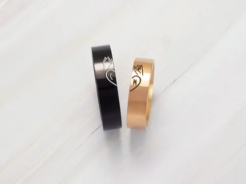 Miniatura 3 de Pinky Promise Couple Ring, Matching Initial Couple Ring Set, Custom Engraved Engagement Jewelry
