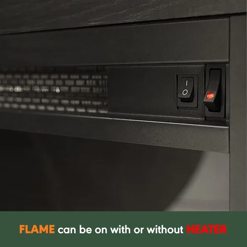 Miniatura 3 de Furinno Soporte clásico de TV de 70 pulgadas con chimenea, roble francés gris gris roble francés