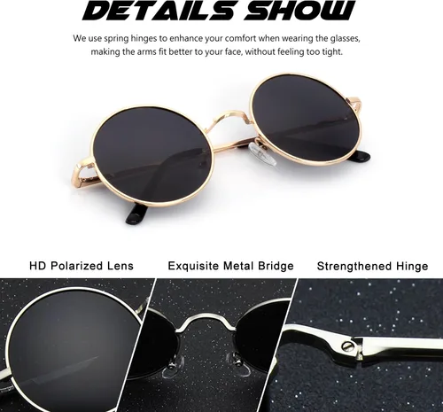 Miniatura 56 de CGID Gafas de sol unisex polarizadas redondas E01 Lennon