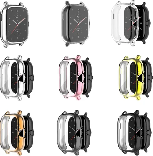 Miniatura 7 de FitTurn Funda protectora de pantalla compatible con Amazfit GTS 2/GTS3, proceso de chapado completo, color metal, TPU, a prueba de golpes, carcasa