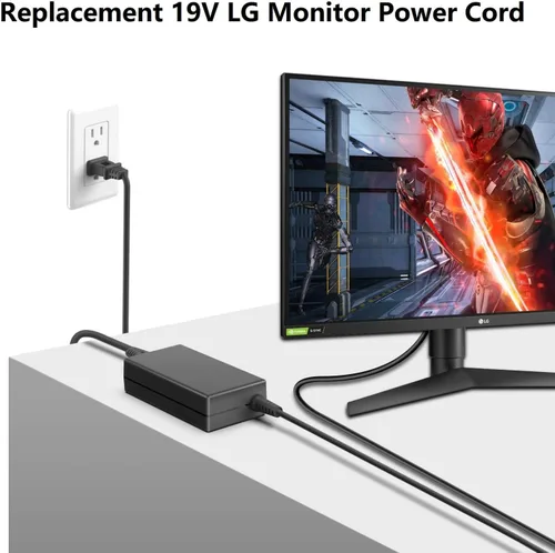 Miniatura 3 de HKY Adaptador de corriente alterna de 19 V compatible con LG de 34 pulgadas, 32 pulgadas, 27 pulgadas, 24 pulgadas, 23 pulgadas, 22 pulgadas, 20