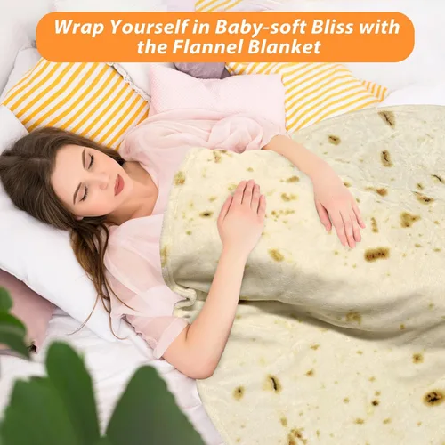 Miniatura 4 de HDFK Manta de Tortilla Tamaño Adulto Beige Amarillo de Doble Cara Throw Taco Mantas de Comida Realista Ligeras de Franela de Forro Polar Elefante
