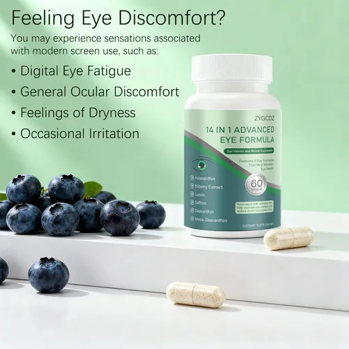 Miniatura 5 de Suplemento avanzado de vitaminas para los ojos 14 en 1 con luteína, zeaxantina, extracto de arándano y zinc para adultos, apoya la visión, la mácula