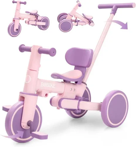 Miniatura 11 de BoBike Triciclo 5 en 1 para niños pequeños de 18 meses a 5 años, bicicleta para niños con pedales mejorados, mango de empuje para padres, bicicleta