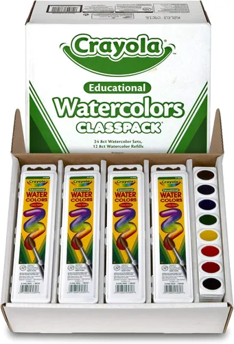 Crayola Classpack de acuarelas, juego de pintura a granel para niños, 24 bandejas y 12 recambios, suministros escolares