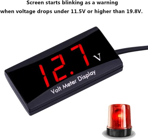 Miniatura 4 de Voltímetro digital de auto DC 12 V – AIMILAR con pantalla LED, medidor de voltaje para auto o motocicleta (Rojo)
