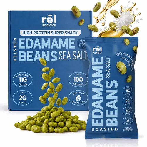 Miniatura 10 de Rēl Snacks - Edamame tostado al estilo Buffalo – Snack alto en proteínas y bajo en carbohidratos (11g de proteína por porción) – Apto para dieta