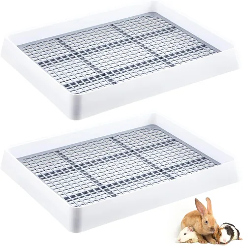 Bokon 2 cajas de arena grandes para jaula de conejillos de indias con rejilla, conejillo de indias, inodoro, hurón, esquina ideal para ratas,