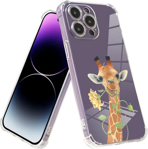 Miniatura 2 de Roemary Funda de jirafa para iPhone 7/8/SE 2020 con diseño floral de jirafa, patrón floral con protector de pantalla