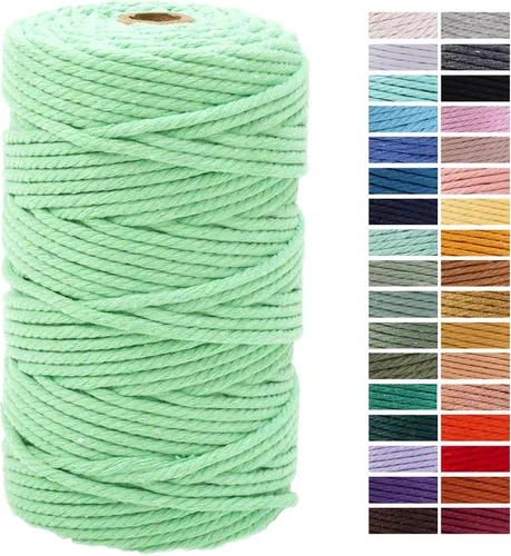 Miniatura 18 de Cuerda de Macramé Gris Claro 3mm x 109 Yardas, Cuerda de Algodón de Colores Cuerda para Manualidades Cuerda de Algodón Colorida para Colgar