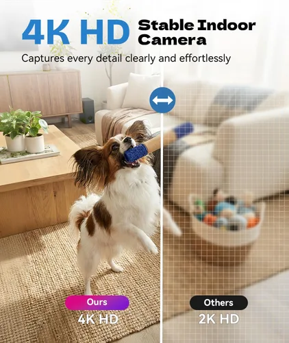 Miniatura 3 de Minicámara - Cámara de niñera inalámbrica 4K HD WiFi para interiores con detección humana AI, visión nocturna, diseño magnético, almacenamiento