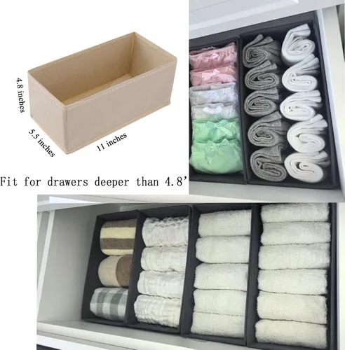 Miniatura 4 de Bructhun Paquete de 3 organizadores de cajones para calcetines, contenedores plegables de tela para divisor de ropa interior, organizadores