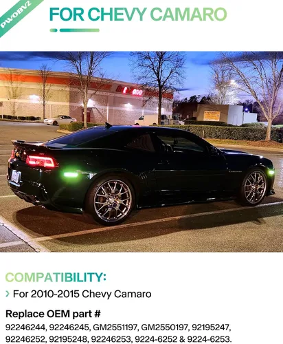 Miniatura 5 de Luz de marcador lateral verde compatible con Chevy Camaro de 5ª generación 2010 2011 2012 2013 2014 2015, luces LED ahumadas 4