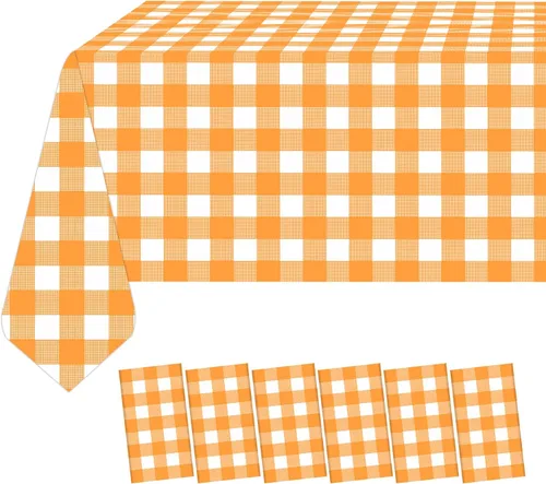 Miniatura 9 de Paquete de 2 manteles a cuadros blancos y negros de 54 x 108 pulgadas, desechables, de plástico, con bandera de carreras, impermeable, rectangular