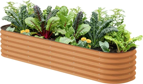 Miniatura 10 de Vego garden Kit de cama de jardín elevada, 17 pulgadas de alto, 9 en 1, 8 x 2 pies, maceta elevada de metal para verduras, flores, jardinera