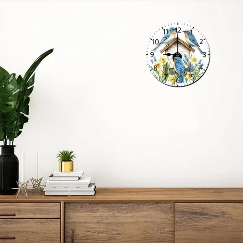 Miniatura 2 de Reloj de pared de pájaro para decoración de pared, funciona con pilas, sin tictac, silencioso, de cuarzo, analógico, rústico, estilo rural, redondo