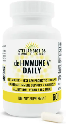 Del-Immune V Daily de Stellar Biotics, Apoyo inmune y salud intestinal totalmente natural, Cuidado inmediato, Metabiótico: Terapia probiótica