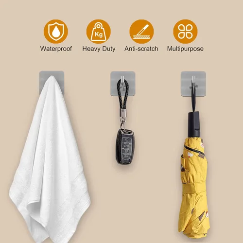 Miniatura 3 de Honmein 6 Piezas Ganchos Adhesivos de Pared para Colgar - Ganchos de Ducha Impermeables, Ganchos de Toalla de Servicio Pesado para Baños, Cocinas