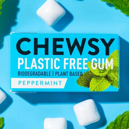 Chewsy Menta | Goma de mascar natural + sin plástico | Sin azúcar + sin aspartamo | 100% xilitol + amigable con los dientes | Vegano 0.53 oz