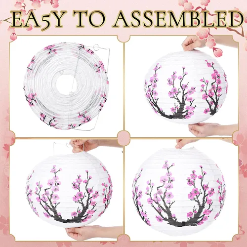 Miniatura 5 de 13 faroles de papel chinos japoneses con flor de cerezo rojo, farol colgante decorativo Hibachi, decoraciones de fiesta para Año Nuevo chino, hogar