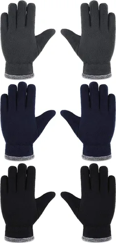 SATINIOR 3 pares de guantes de forro polar para niños, guantes de invierno, guantes gruesos con forro cálido para niños y niñas