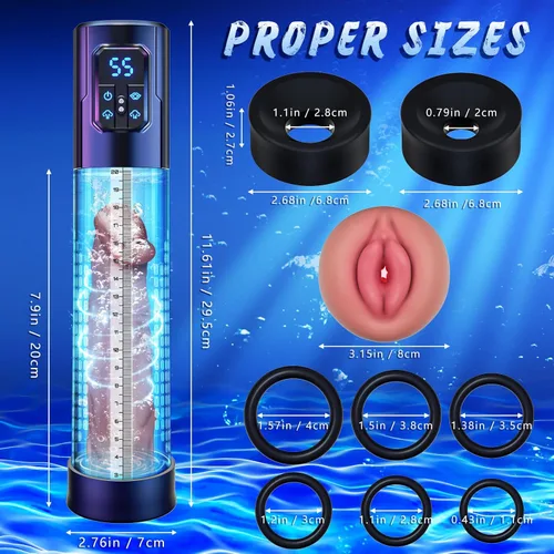 Miniatura 6 de Bomba eléctrica para pene, juguetes sexuales para adultos, ampliador de pene para erección de hombres, extensor de aire y agua con 4 presiones