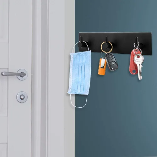 Miniatura 3 de Picowe Soporte para llaves decorativo de pared, ganchos adhesivos de acero inoxidable, organizador de llaves para pared, gancho para toallas