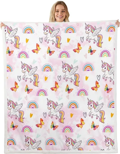 Miniatura 16 de Manta de franela de unicornio para todas las estaciones, manta romántica de carrusel de parque de atracciones, estilo princesa, diseño de cuento