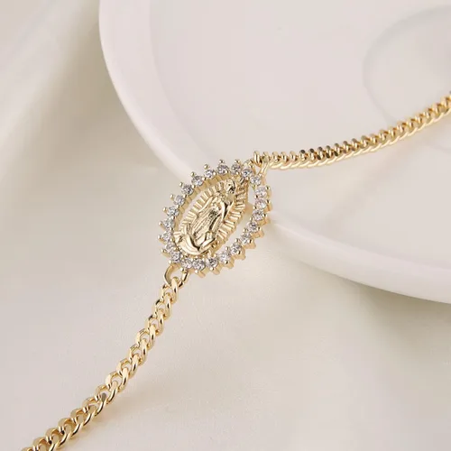 Miniatura 39 de HZMAN Pulsera de cruz con cuentas de rosario virgen de Guadalupe ajustable para mujer, regalo de joyería