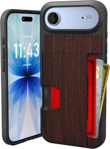 Miniatura 19 de Smartish Funda tipo cartera para iPhone 13 Pro – Wallet Slayer Vol. 2 [delgada + protectora] tarjetero con función atril - Azul sobre verde Blues