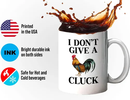 Miniatura 4 de Chicken Lover - Taza de café con texto en inglés "I Don't Give a Cluck" de 11 onzas, diseño de granjero sarcástico, propietario de una granja