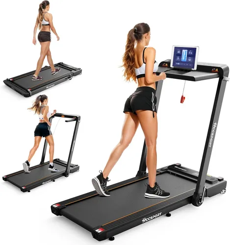 Treadmill with Incline, 3 in 1 Under Desk Treadmill Walking Pad with Removable Desk Workstation 3.5HP Foldable Compact Walking Treadmills for Home