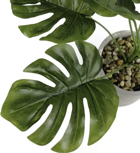 Miniatura 3 de Birsppy Tuokor - Plantas artificiales pequeñas de 15 pulgadas, hoja verde palmera en macetas de cemento para interiores y exteriores, plantas falsas