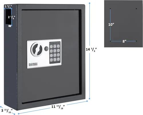 Miniatura 5 de DuraBox Armario de 40 llaves con cerradura digital, caja fuerte para llaves electrónicas, caja de seguridad de acero con ranura para caídas