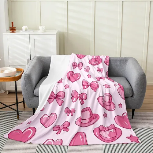 Miniatura 26 de Erosebridal Manta de franela con nudo de lazo para niñas, 40 x 50 pulgadas, diseño de rayas de diamante, para sofá cama y cama de vellón para niños