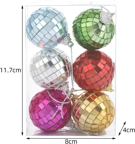 Miniatura 2 de Juego de bolas de discoteca con espejo, decoración de fiesta de discoteca plateada, bolas de Navidad reflectantes brillantes fáciles de colgar