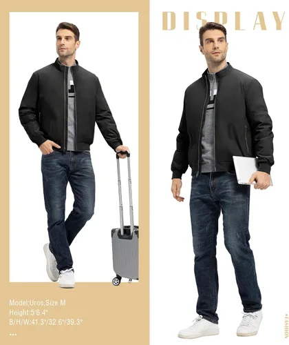 Miniatura 7 de TBMPOY Men's Winter Lightweight Bomber Jackets Water Resistant Fall Casual Windbreakers Quilted Full Zip Windproof Work Coats
